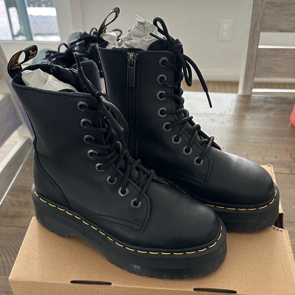Dr. Martens Black Leather Combat Boots - Picture 1 of 5